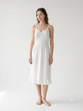 Vintage Penny's Slip Dress White Lace Babydoll Y2K Coquette Fairy 36 (M)